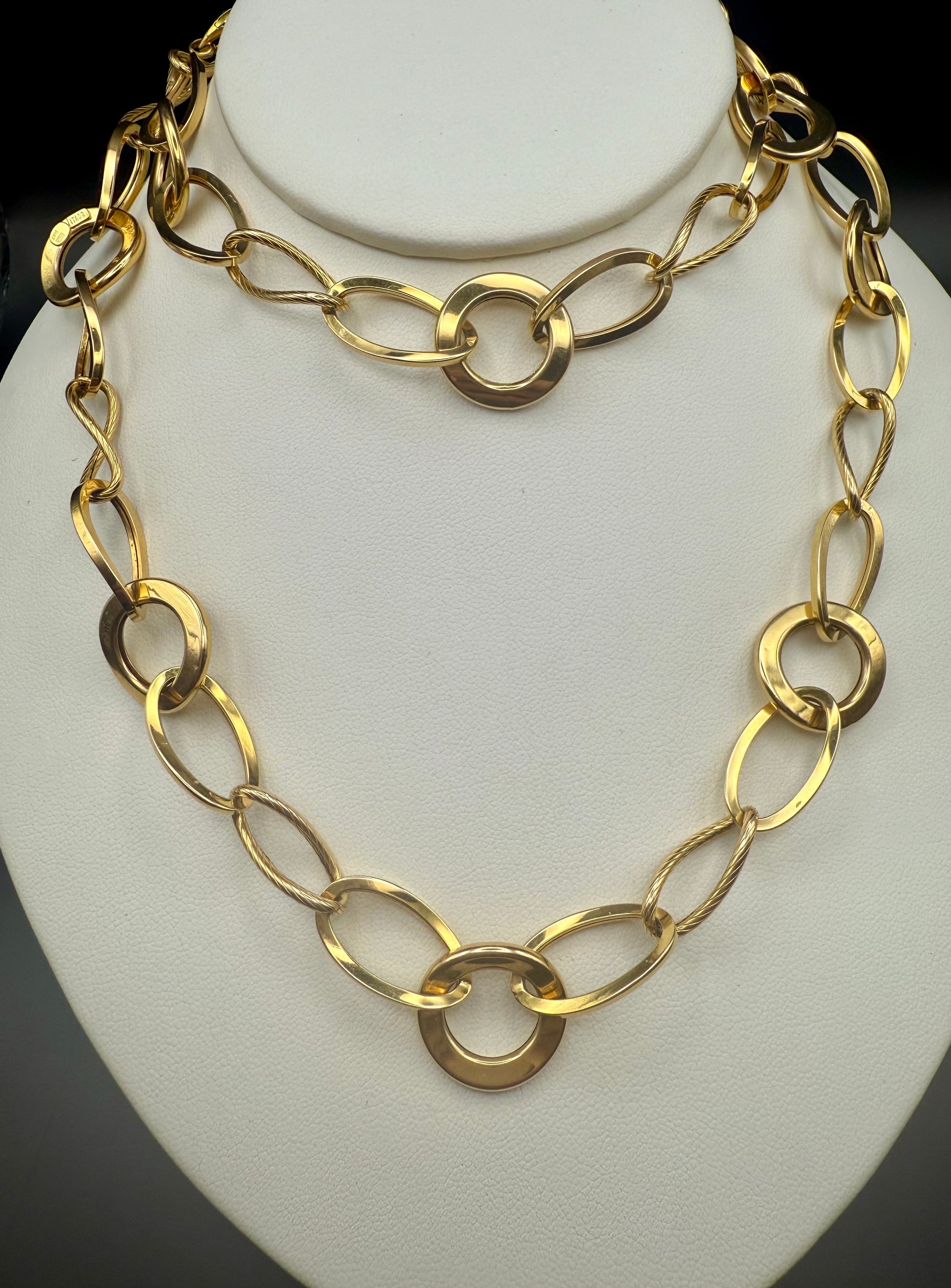 14K yellow gold oversized link necklace displayed on bust